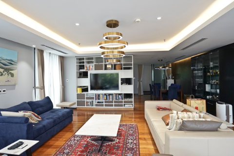 Luxurious 3 bedroom apartment with beautiful balcony for rent in Hoan Kiem district, Hanoi.