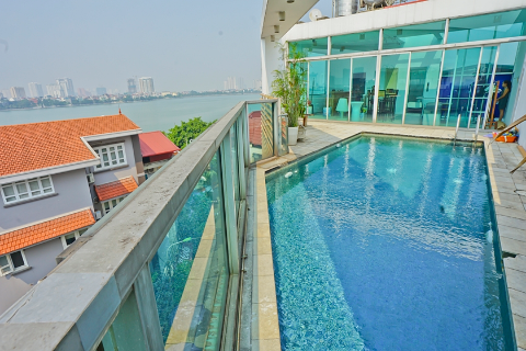 Lake view and stunning villa for rent in Tay Ho with swimming pool and garage