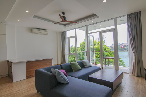 Lake view and charming 2 bedroom apartment for rent on Quang An street, Tay Ho