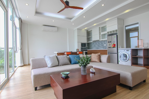 Lake view apartment with 2 bedrooms and nice balcony for rent on Quang An street, Tay Ho