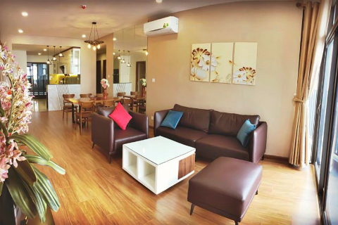 Spacious 3 bedroom apartment with lake view balcony for rent in Discovery Complex, Cau Giay, Hanoi