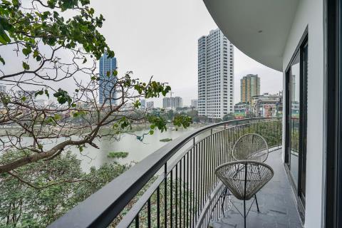 Lake view apartment with 2 bedrooms and modern design for rent on Pham Huy Thong street, Ba Dinh