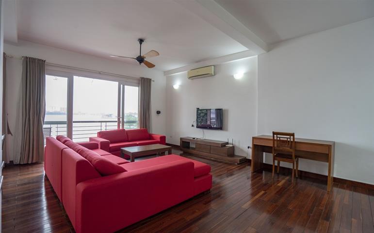 Lake view 3 bedroom apartment with a large balcony for rent on Quang Khanh street