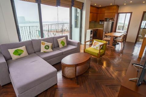Lake view 2 bedroom apartment with good quality furniture for rent on Dang Thai Mai street
