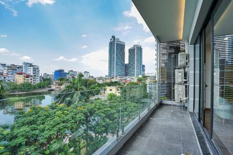 Beautiful 2 bedroom apartment with view of Truc Bach Lake for rent on Tran Vu street