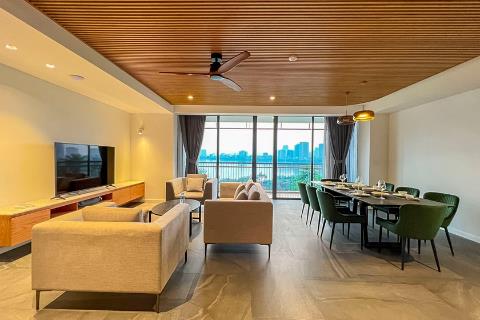 Modern 3-bedroom lake view apartment for rent with spacious balcony in Tay Ho, Hanoi