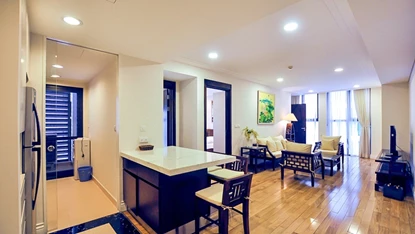 High floor and fully furnished 2 bedroom apartment for rent in Hoang Thanh Tower, Hai Ba Trung