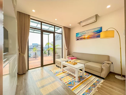 Full of natural light and nice 1 bedroom apartment with big balcony on To Ngoc Van, Tay Ho