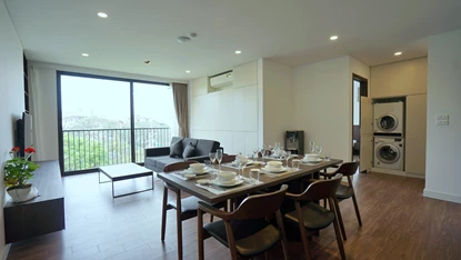 Nice interior and good quality 3 bedroom apartment for rent on To Ngoc Van, Tay Ho
