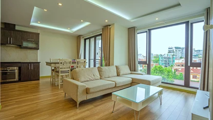 Open view and quiet 3 bedroom apartment for rent at To Ngoc Van st, Tay Ho