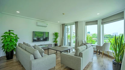 Lake view with big balcony 3 bedroom apartment for rent in To Ngoc Van, Tay Ho