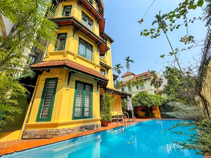 Semi furnished 5-bedroom villa with private swimming pool for rent on To Ngoc Van Street, Tay Ho area.