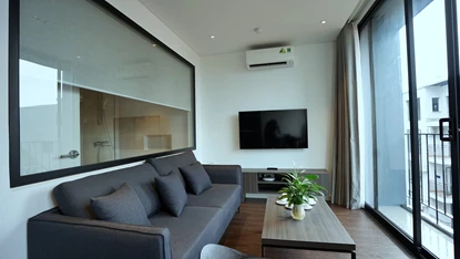Brightness 1 bedrooom apartment with balcony for rent on Tay Ho Street, Tay Ho area.