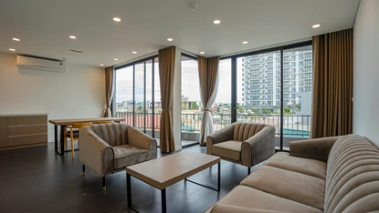 Spacious 2-bedroom apartment with open view for rent on Tay Ho Street, Tay Ho area