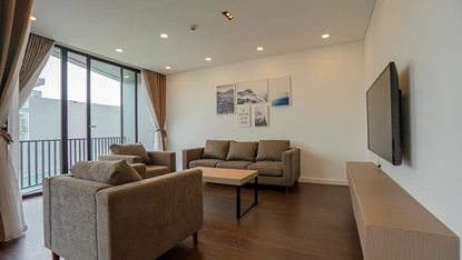 Brightness 2-bedroom apartment with modern furniture for rent on Tay Ho Street, Tay Ho area