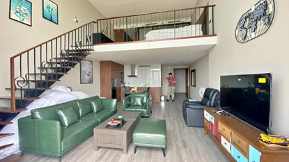 Bright and airy 1 bedroom duplex apartment for rent in Pent Studio Building, Tay Ho, Hanoi 