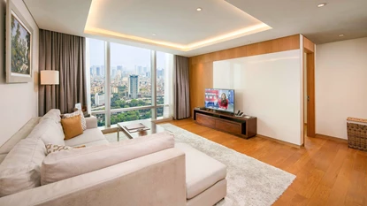 Serviced 2-bedroom apartment with panoramic city view on Lieu Giai St., Ba Dinh