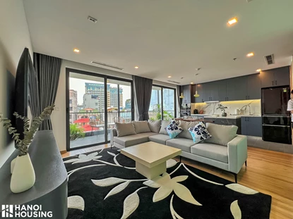 Brand new and modern 1 bedroom apartment, spacious balcony, lake view for rent on Xuan Dieu street