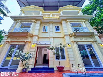 HUGE Swimming pool and balcony in spacious 5 bedroom house for rent on To Ngoc Van street, Tay Ho.