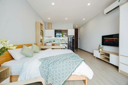 Beautiful city view studio apartment with huge terrace for rent in Hoan Kiem Dst, Hanoi