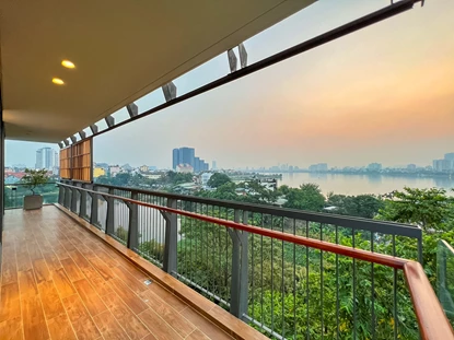 Modern 3-bedroom apartment for rent with spacious balcony and open lake view in Tay Ho area, Hanoi