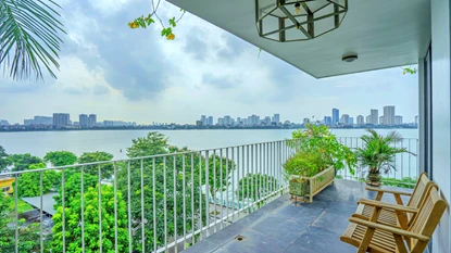 Lake view 3 bedroom apartment with a spacious balcony for rent on Quang Khanh street, Tay Ho