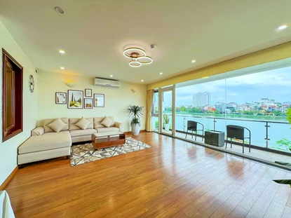 Lake view apartment with 2 bedrooms and 1 office for rent in Quang An, Tay Ho