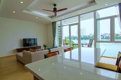 Lake view apartment with 2 bedrooms and nice balcony for rent on Quang An street, Tay Ho