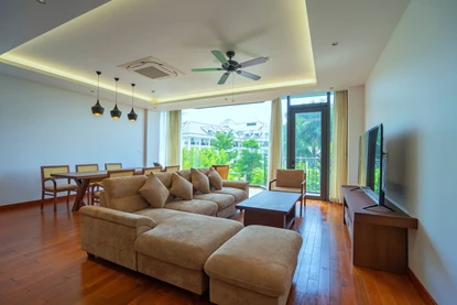 Brand new and modern 3 bedroom apartment with a beautiful view for rent on Tu Hoa Street, Tay Ho