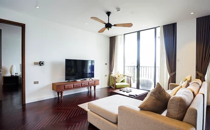 Indochine style and spacious 4-bedroom serviced apartment for rent in Hoan Kiem district, Hanoi.