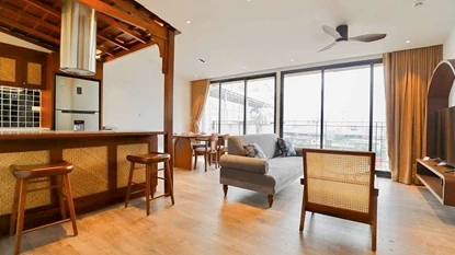 Indochine style 02-Bedroom apartment with open view for rent in Linh Lang, Ba Dinh