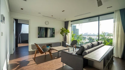 Lake view and modern 3 bedroom apartment for rent on To Ngoc Van street, Tay Ho