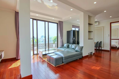 Lake view 1 bedroom apartment on the top floor with big balcony for rent in Tay Ho