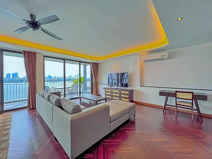Lake view 3 bedroom apartment with balcony for rent on Quang Khanh, Tay Ho