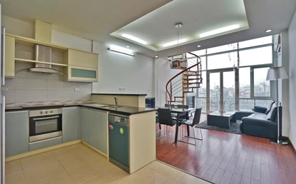 Stunning lake view 2-bedroom duplex apartment with balcony for rent in Truc Bach Area, Hanoi