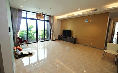 Stunning lake view 3-bedroom apartment with modern furniture for rent in Sun Grand City building, Tay Ho area