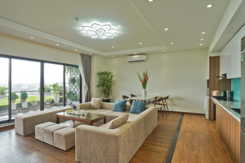 Stunning 4 bedroom apartment with lake view and modern design for rent on Xuan Dieu street, Tay Ho