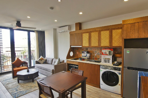 Bright 1 bedroom apartment with good quatity furniture for rent in Dao Tan, Ba Dinh