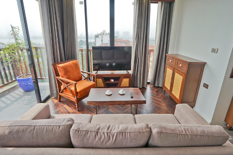 Lake view 2 bedroom apartment with a spacious balcony for rent in Tay Ho