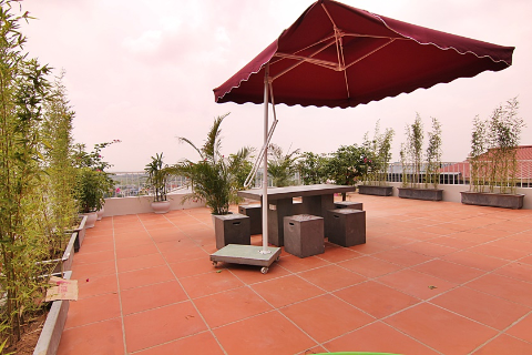 Lake view 3 bedroom apartment on the top floor with a huge terrace for rent on To Ngoc Van street, Tay Ho