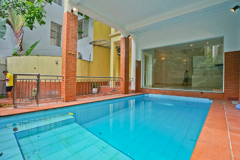 Swimming pool villa for lease with 5 bedrooms in Tay Ho, nearby pagoda