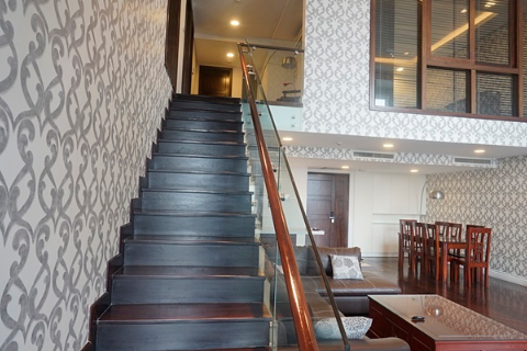 Luxury duplex 3 bedroom apartment for rent in Hoang Thanh Tower,  Hai Ba Trung, Hanoi