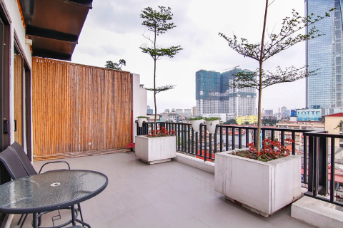 Apartment with a  huge Balcony  for rent on Kim Ma Thuong street, Ba Dinh, Hanoi