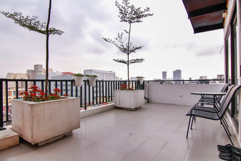 Apartment with a  huge Balcony  for rent on Kim Ma Thuong street, Ba Dinh, Hanoi