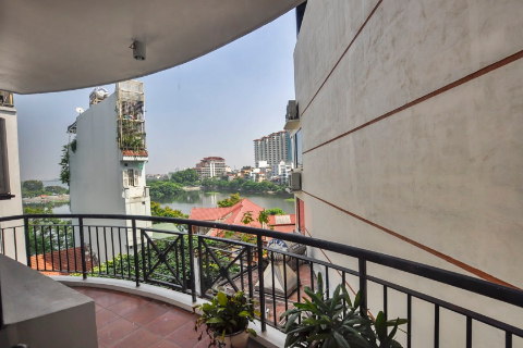 Lake view apartment in Truc Bach area, Hanoi for rent with 3 bedrooms, a spacious balcony