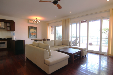 Stunning lake view 3 bedroom apartment with a huge balcony for rent in Quang Khanh, Tay Ho, Hanoi