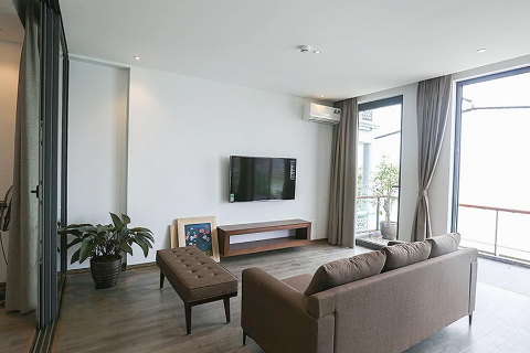 Bright and pretty 2 bedroom apartment with a nice balcony and lake view for rent in Tay Ho