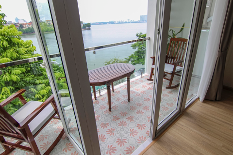 Lake view and charming 2 bedroom apartment for rent on Quang An street, Tay Ho