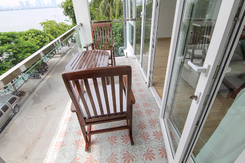 Lake view apartment with 2 bedrooms and nice balcony for rent on Quang An street, Tay Ho