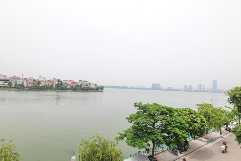 Lake view apartment with 2 bedrooms and nice balcony for rent on Quang An street, Tay Ho